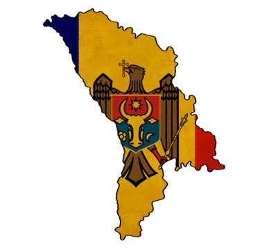 Moldova map on moldova flag drawing ,grunge and retro flag series Stock Illustration
