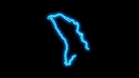 Moldova Map Outline Neon Lights Stock Footage 332850082