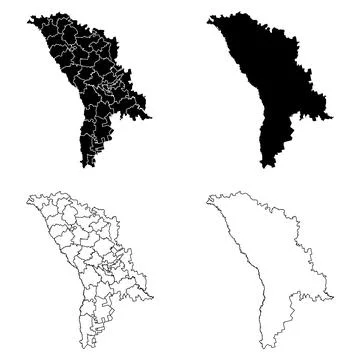 Moldova Outline and Solid Fill Map Set. Stock Illustration