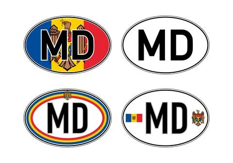 Moldova, oval international vehicle code sticker Illustration