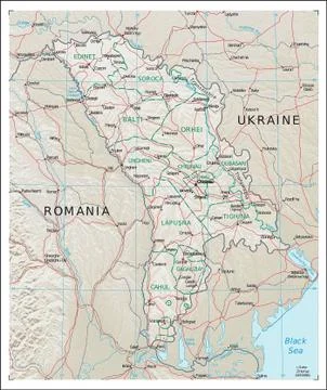 Moldova physiography map Stock Illustration