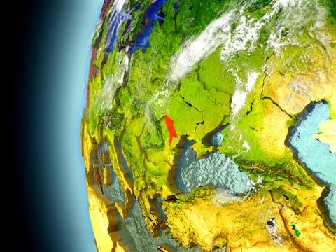 Moldova on planet Earth from space Stock Illustration