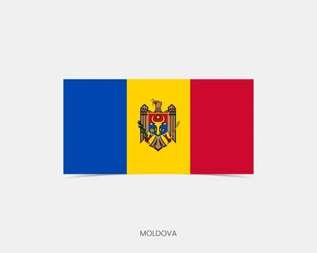 Moldova Rectangle flag icon with shadow. Stock Illustration