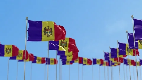 Moldova Row Of Flags Animation Video stock 148750369