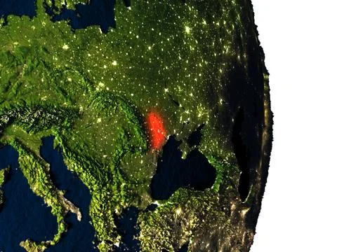 Moldova from space during dusk Stock Illustration