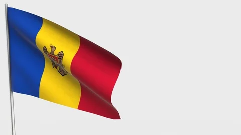 Moldova waving flag animation on Flagpole. Stock Footage 115600901