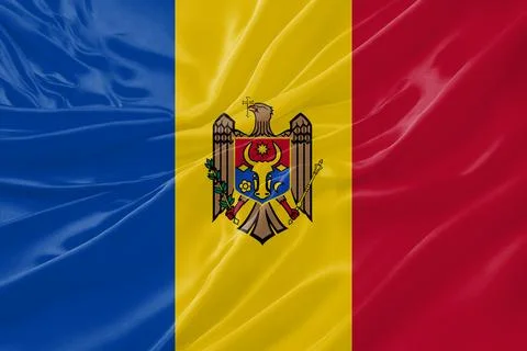 Moldova Waving Flag Background with Silk Fabric Texture Stock Illustration