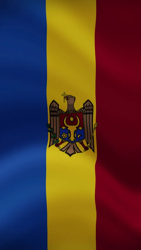 Moldova Waving Flag in Vertical Orientation – Realistic Loop Animation Video stock 294947797
