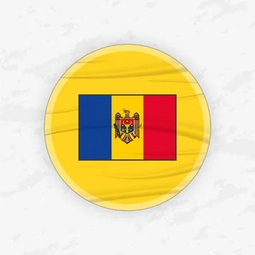 Moldovan Flag in a Circular Emblem Design, Abstract Round Sticker Illustratio Stock-Illustration