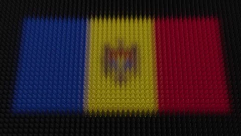 Moldovan Flag Light Shining on Scrolling Bullets Stock Footage 296554528