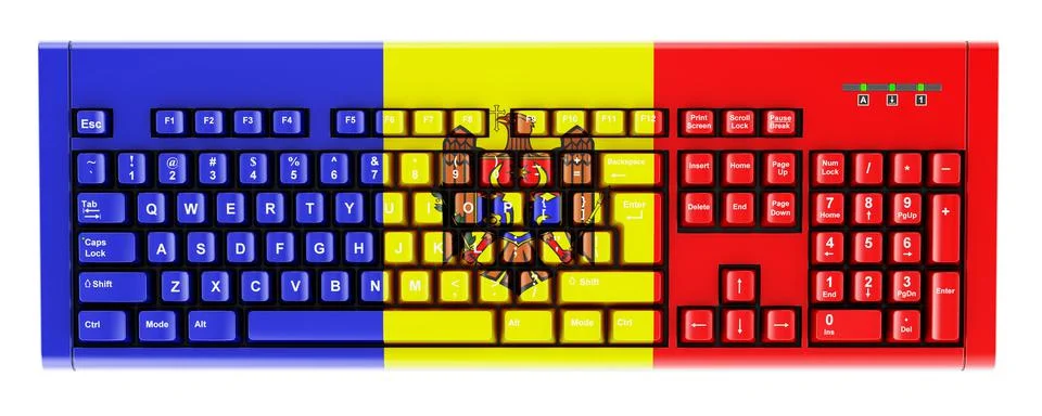 Moldovan flag painted on computer keyboard. 3D rendering Stock Illustration