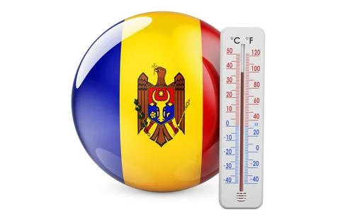 Moldovan flag with thermometer. 3D rendering Stockillustratie