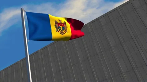 Moldovan flag waving with a wall in the background Stock Footage 171728239