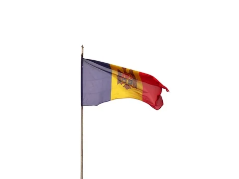 The Moldovan flag winds in the wind Stock Footage 75442522