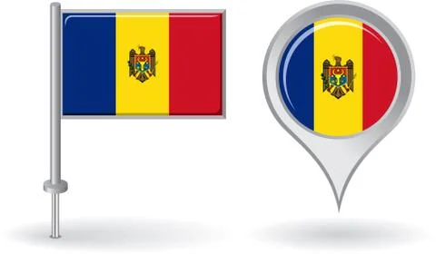 Moldovan pin icon and map pointer flag. Vector Stock Illustration