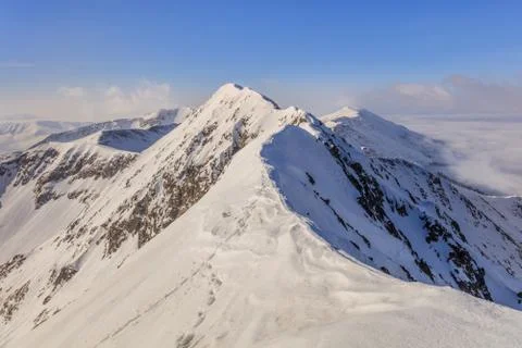 Moldoveanu Peak in winter Stock Photos