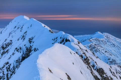 Moldoveanu Peak in winter Stock Photos