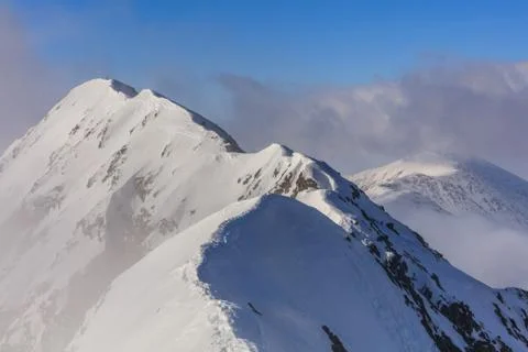 Moldoveanu Peak in winter Stock Photos