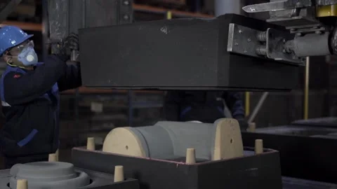 Molds are merging in the foundry Stock Footage 146637089