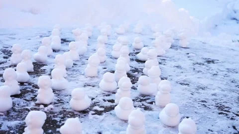 Molds for molded snow figures of ducks and dragons, winter Stock Footage 325668599