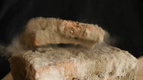 Moldy bread, mold is in the air Stock Footage 115833679