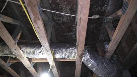 Moldy Crawl Space under house 2 Camera tilting down 4K Stock Footage 199295783