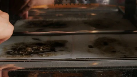 Moldy plastic grate in the bread container, box Stock Footage 115833758