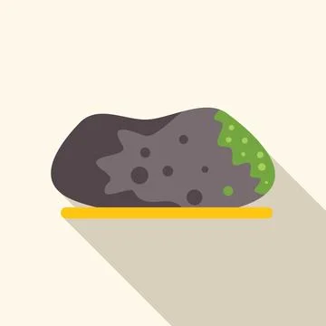 Moldy taro root vegetable lying on wooden board with long shadow Stock Illustration