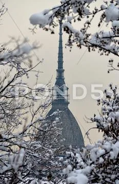 Mole antonelliana in turin during wintertime Stock Photos