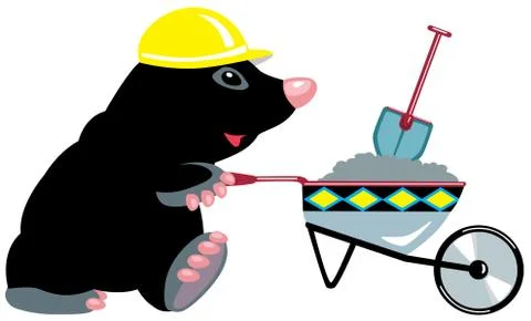 Mole builder with wheelbarrow Stock Illustration