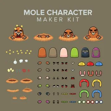 Mole character maker kit Stock Illustration