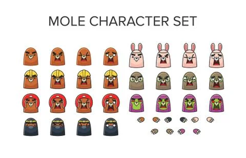 Mole character set Illustration