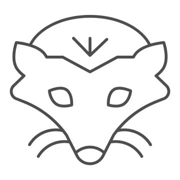 Mole head thin line icon. Cute marmot animal face simple silhouette. Animals Stock Illustration