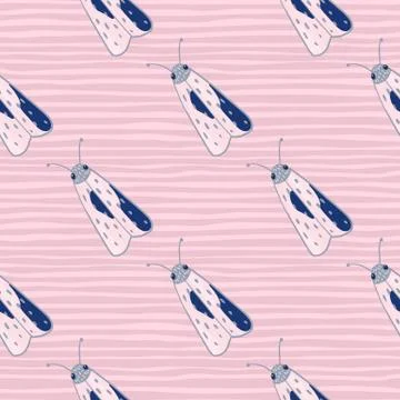 Mole silhouettes with navy blue elements seamless pattern. Light pink strippe Illustrazione stock
