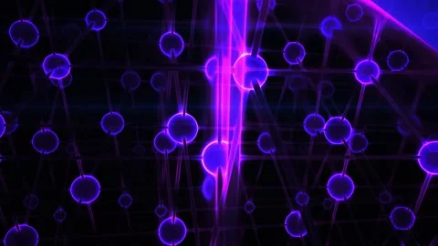 Molecular Abstract Technology Background with Glowing Purple Network Connec.. Stock Footage 343729840