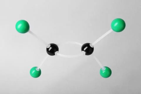 Molecular atom model on light grey background. Chemical structure Stock Photos