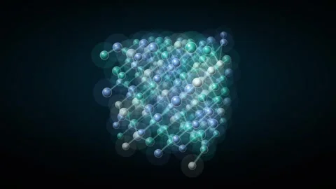 Molecular Bond Assembly Loop - Blue Teal Science Network Backdrop Video stock 341955961