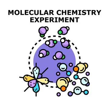 Molecular chemistry experiment researching atom and molecule structures Ilustração Stock