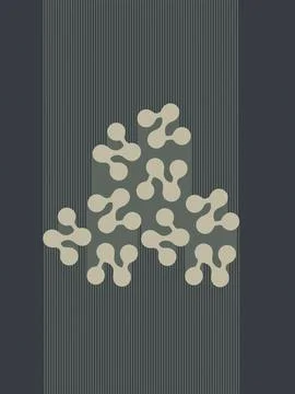 Molecular cluster on a background of vertical stripes in a strict style Illustrazione stock