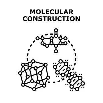 Molecular construction process with diverse scientific structures Stock Illustration