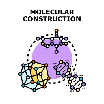 Molecular construction process with diverse scientific structures Stock-Illustration