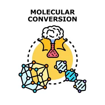 Molecular conversion process changing chemical structures science concept Stock Illustration