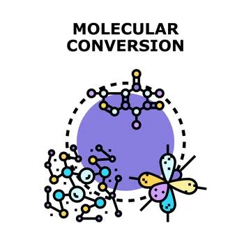 Molecular conversion process changing chemical structure in science Stock Illustration
