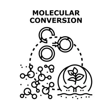 Molecular conversion process creating new chemical structures Illustrazione stock