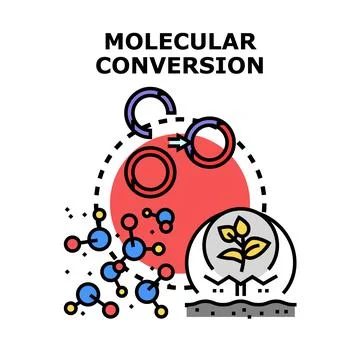 Molecular conversion process creating new chemical structures Illustrazione stock