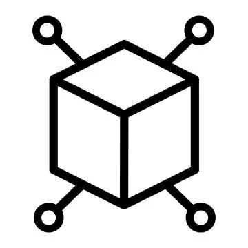 Molecular cube structure icon with network connection nodes for science Stock Illustration