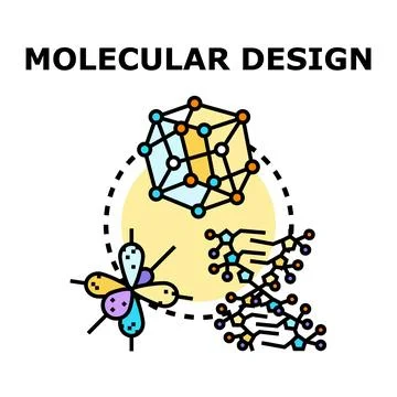 Molecular design process engineering chemistry research science Stock Illustration