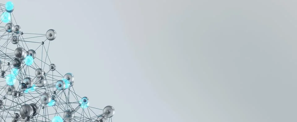 Molecular digital connection on gray background Stock Illustration