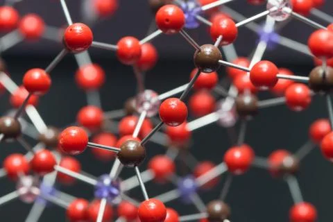 Molecular, DNA and atom model in science research lab Stock Photos