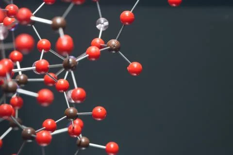 Molecular, DNA and atom model in science research lab Stock Photos